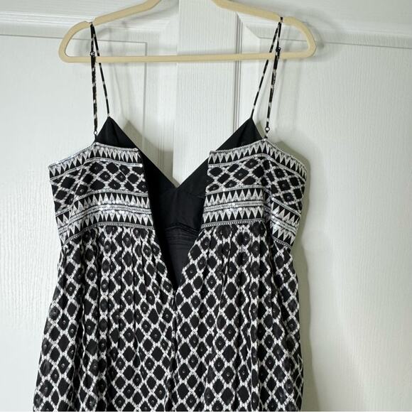 BCBGMaxazria Party Dress Sleeveless Sequins Tulle Printed Silk Black White 12 - Picture 12 of 16
